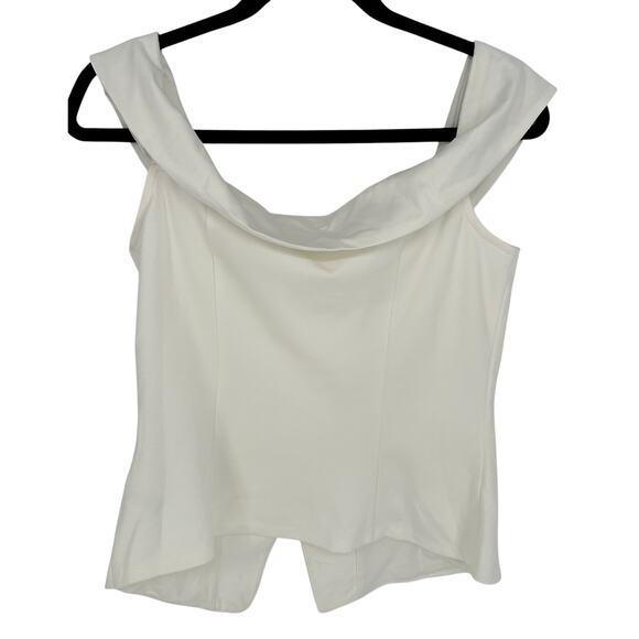 Lulus New! White Ivory Off-the-Shoulder Button-Front Vest Top Party Vacay M - Picture 4 of 8